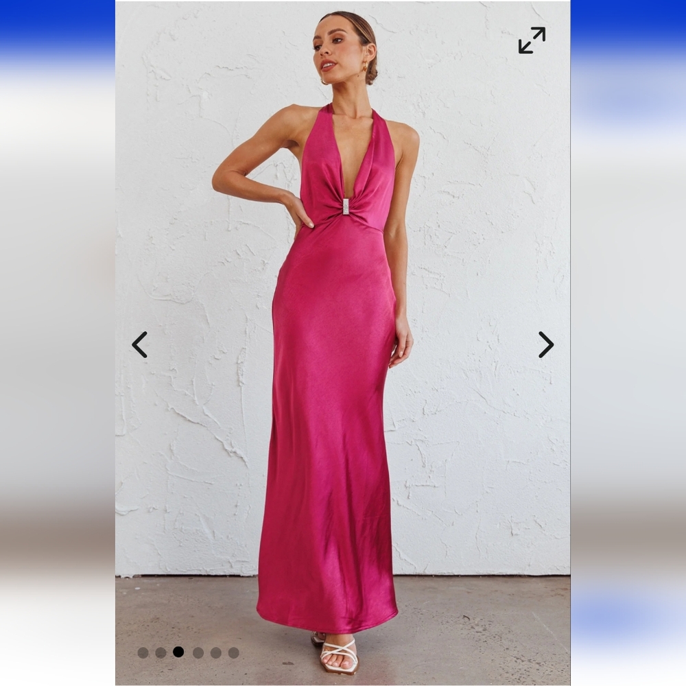Saints & Secrets Oasis Diamante Halterneck Maxi Dress Fuchsia - Picture 5 of 12